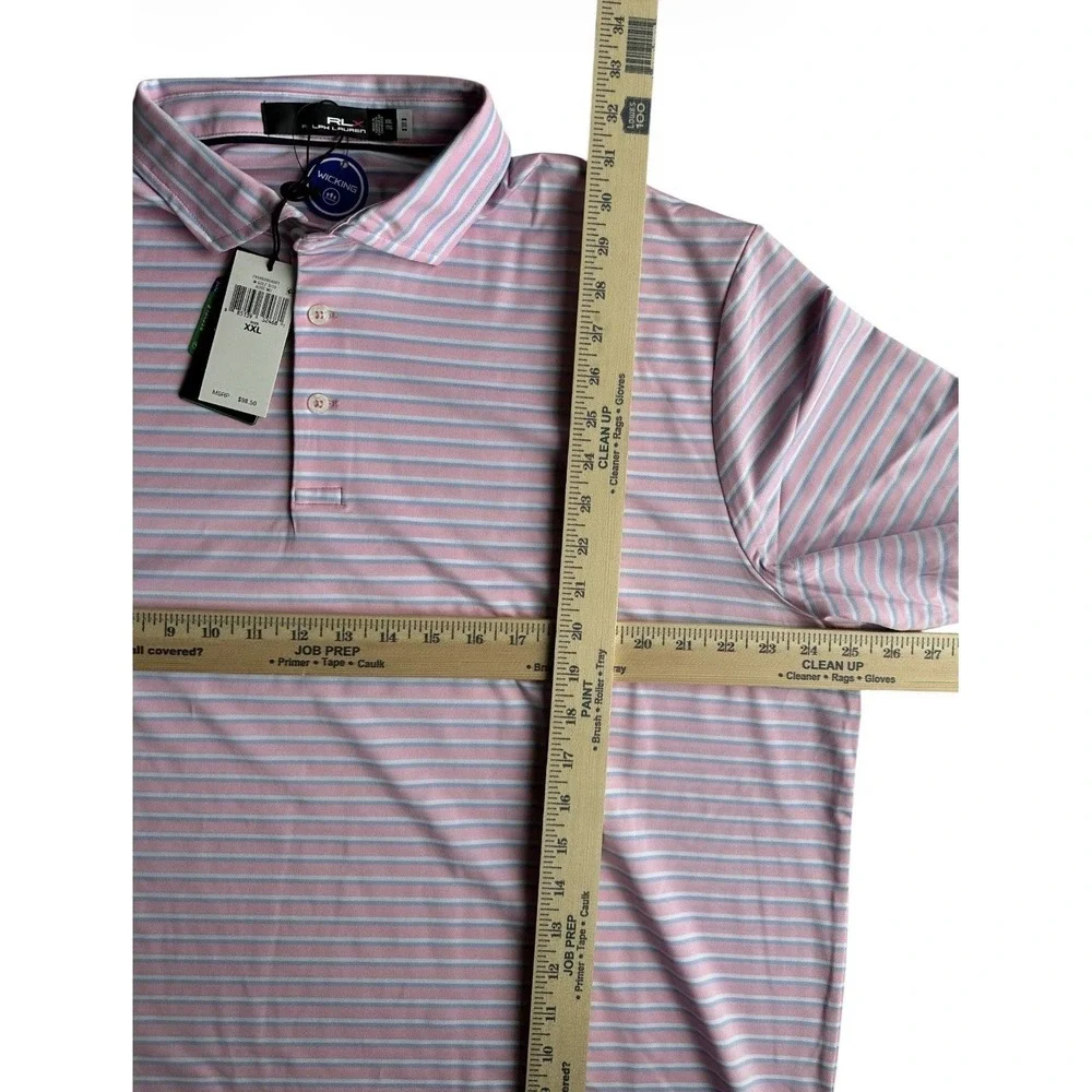 RLX Ralph Lauren Performance Multi Color Golf Polo Shirt Men's Size 2XL Stripe